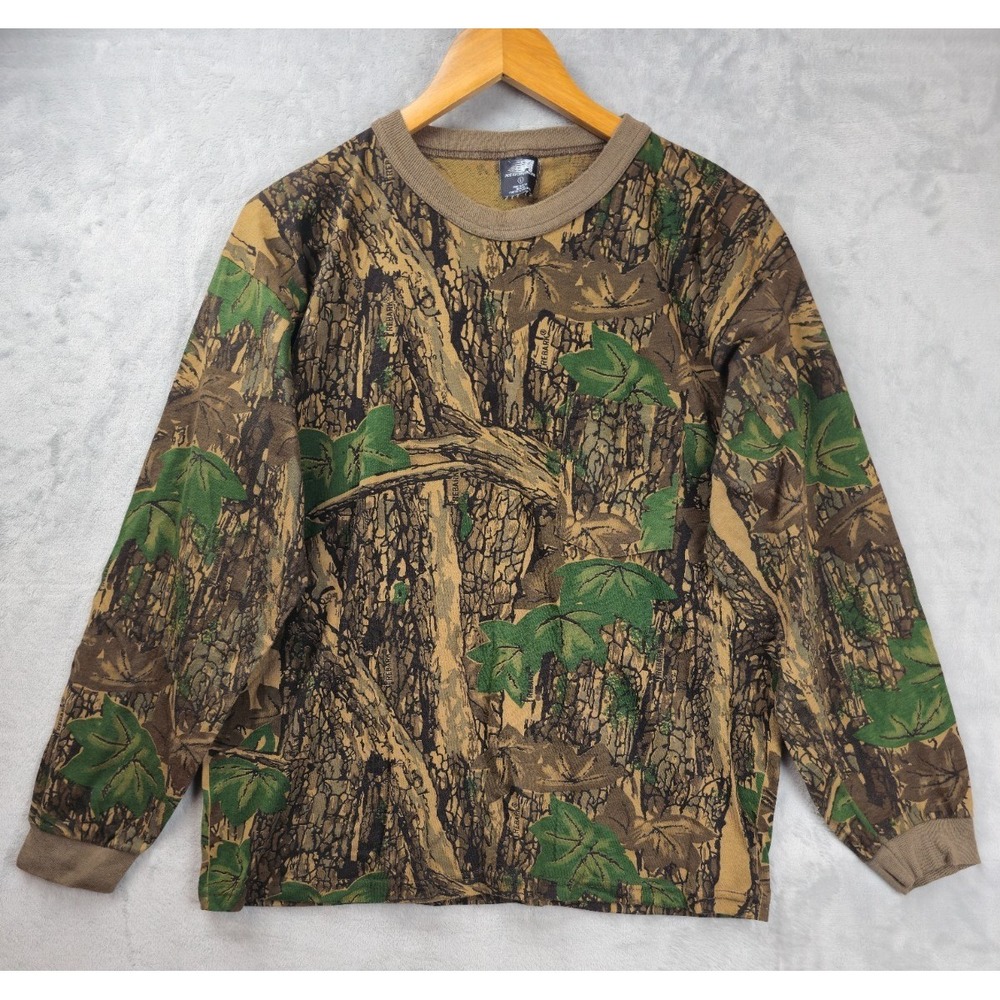 Vintage 90s Ace Sportswear Trebark Camo Chest Pocket‎ Long Sleeve Large USA Made